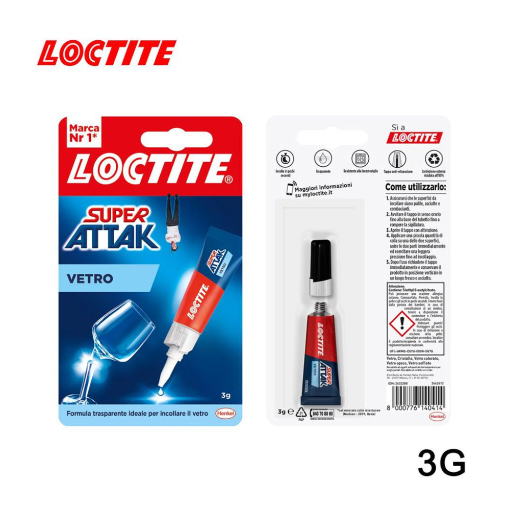 Loctite Super Attak Vetro 3g – Colla Istantanea Trasparente