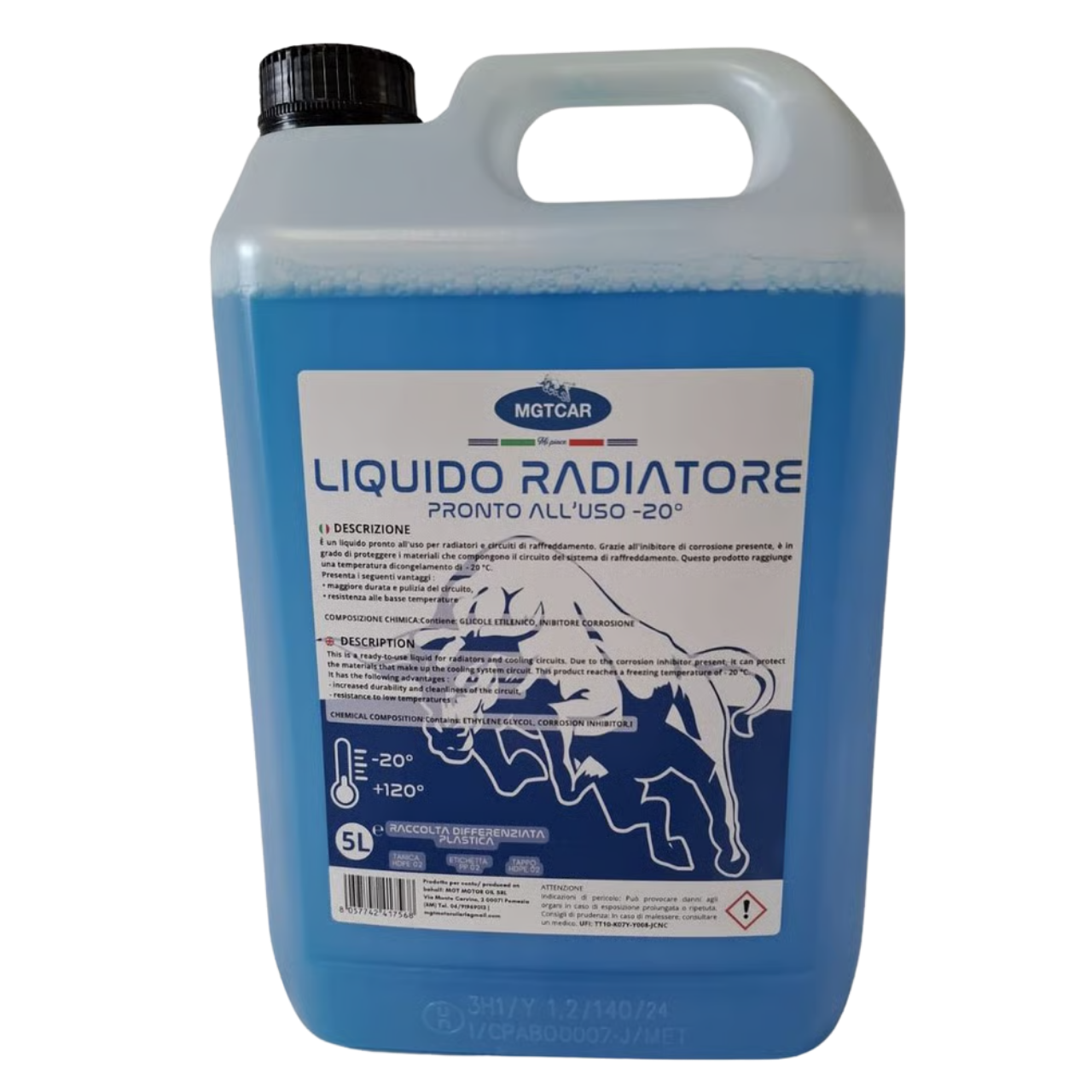 MGTCAR Liquido Radiatore Pronto all’Uso -20°C – 5 Litri