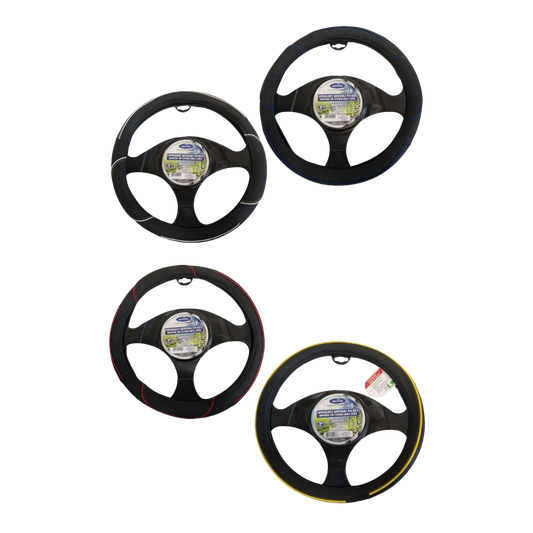 MGTCAR Coprivolante Universale per Auto – Nero con Cuciture Colorate