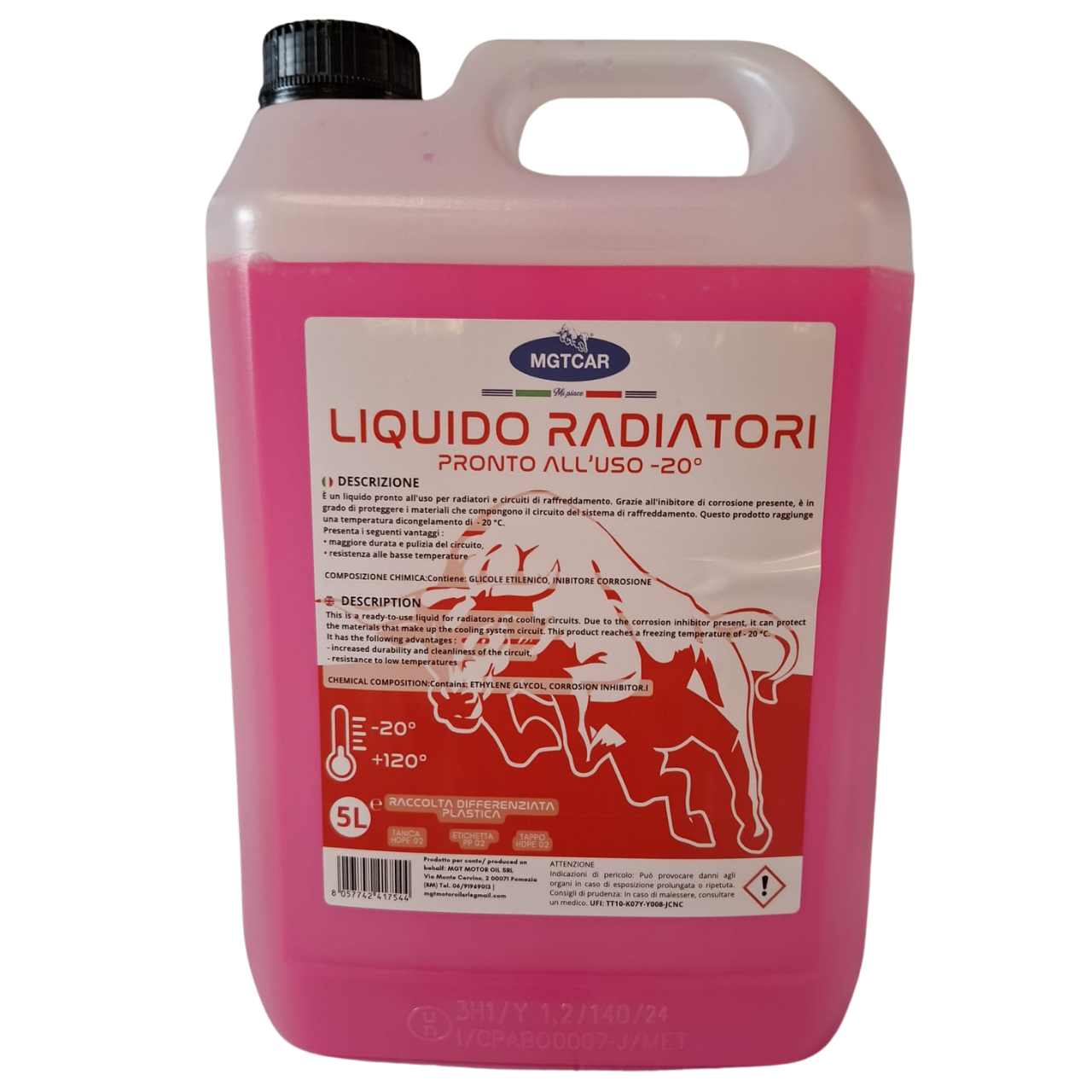 MGTCAR Liquido Radiatori Pronto all’Uso -20°C – 5 Litri