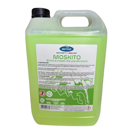 MGTCAR Liquido Lavavetri Moskito – Elimina Insetti dal Parabrezza – 5 Litri
