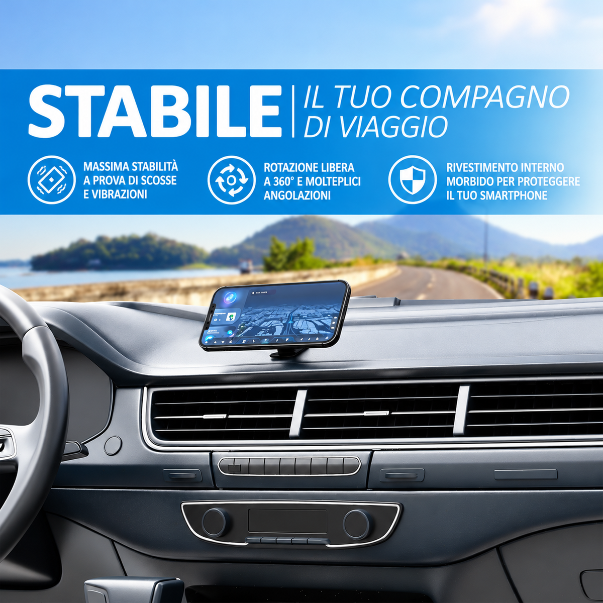 Supporto Magnetico Universale per Smartphone da Cruscotto Auto – Nero | NEWTOP