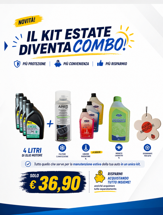 ☀️ KIT COMBO ESTATE – 4L Olio Motore 5W30 + Kit Manutenzione Estiva