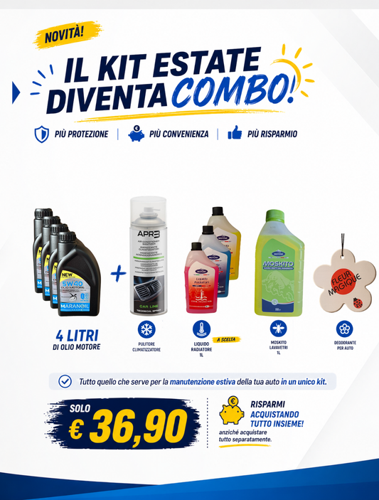 ☀️ KIT COMBO ESTATE – 4L Olio Motore 5W40 + Kit Manutenzione Estiva