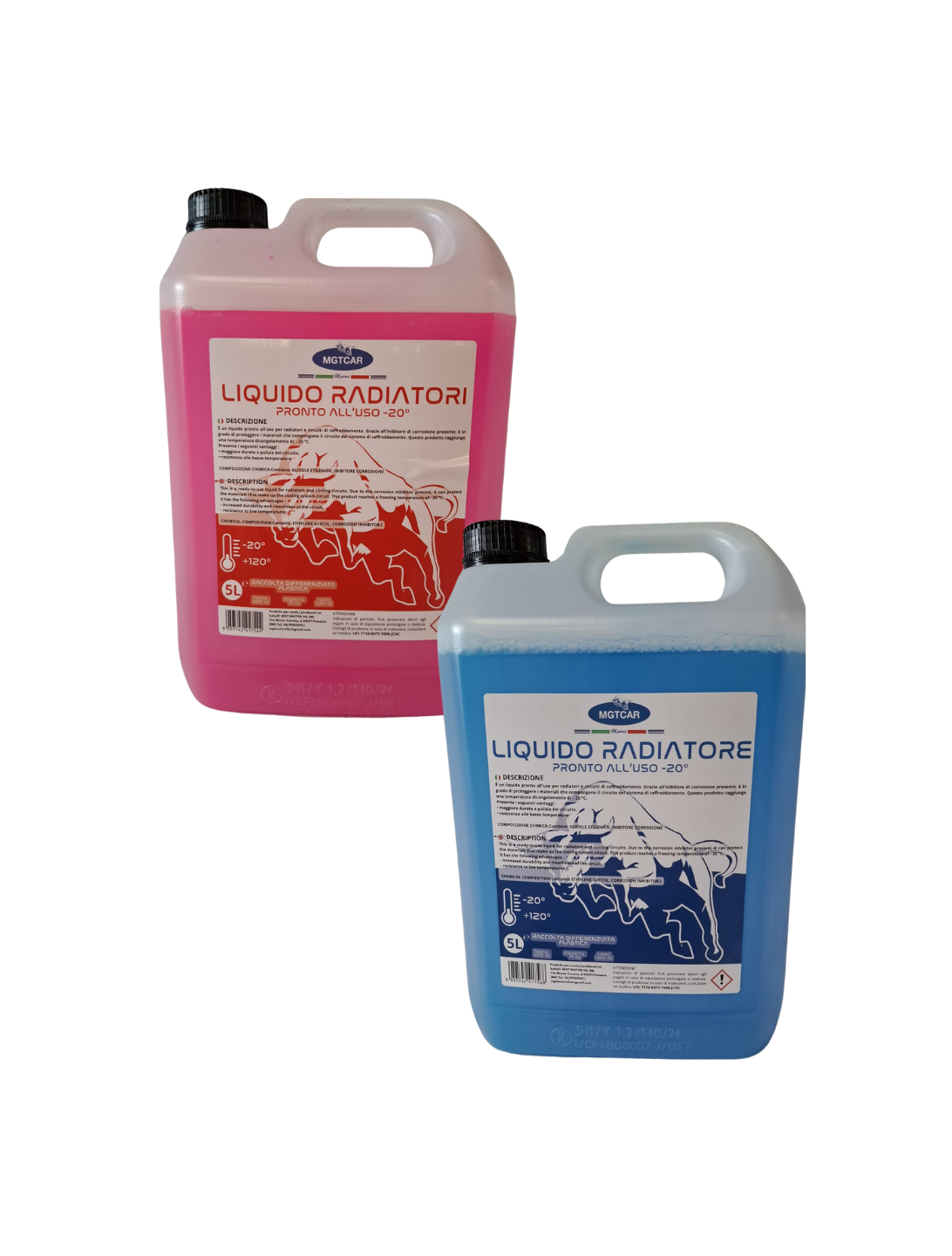 MGTCAR Liquido Radiatori | Rosso e Blu| Pronto all’Uso -20°C – 5 Litri