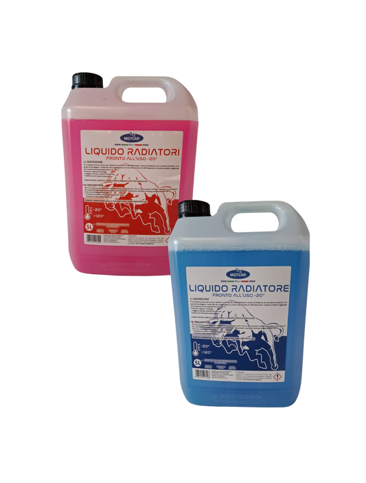 MGTCAR Liquido Radiatori | Rosso e Blu| Pronto all’Uso -20°C – 5 Litri