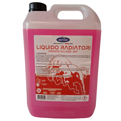 MGTCAR Liquido Radiatori | Rosso e Blu| Pronto all’Uso -20°C – 5 Litri