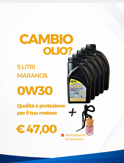 Cambio Olio 5L – Maranoil 0W30 + Deodorante in Omaggio