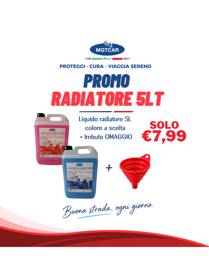 PROMO LIQUIDO RADIATORE 5L + IMBUTO PIEGHEVOLE OMAGGIO