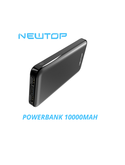 Power Bank 10.000 mAh con Doppia Porta USB – Nero | NEWTOP