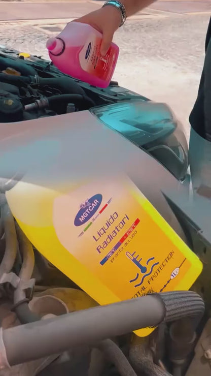 MGTCAR Liquido Radiatore Pronto all'Uso 1 Litro | Rosso, Blu e Giallo | Protezione -20°C +120°C