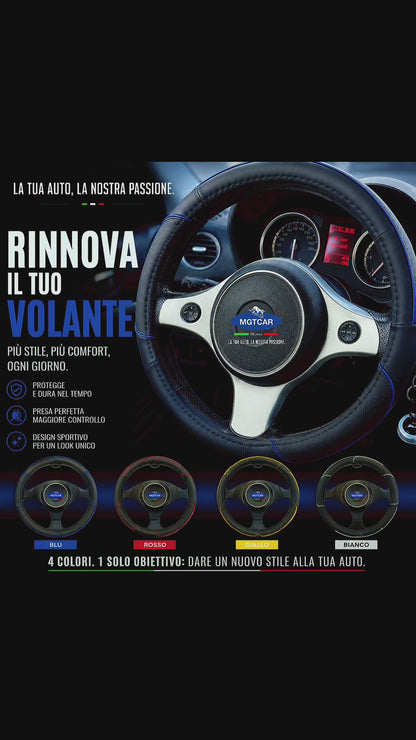 MGTCAR Coprivolante Universale per Auto – Nero con Cuciture Colorate