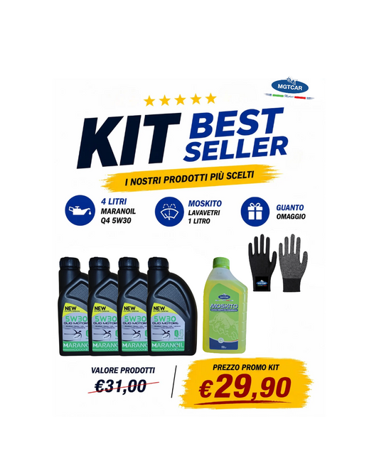 KIT BEST SELLER MGTCAR | MARANOIL 5W30 + MOSKITO + Guanto Omaggio